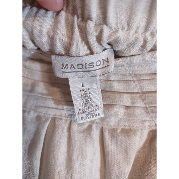 Madison Women's 100% Linen Skirt Beige/Green  Size L - Picture 3 of 7